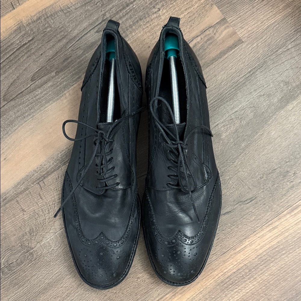 Alexander McQueen Black Brogue Leather Oxfords Size 43
